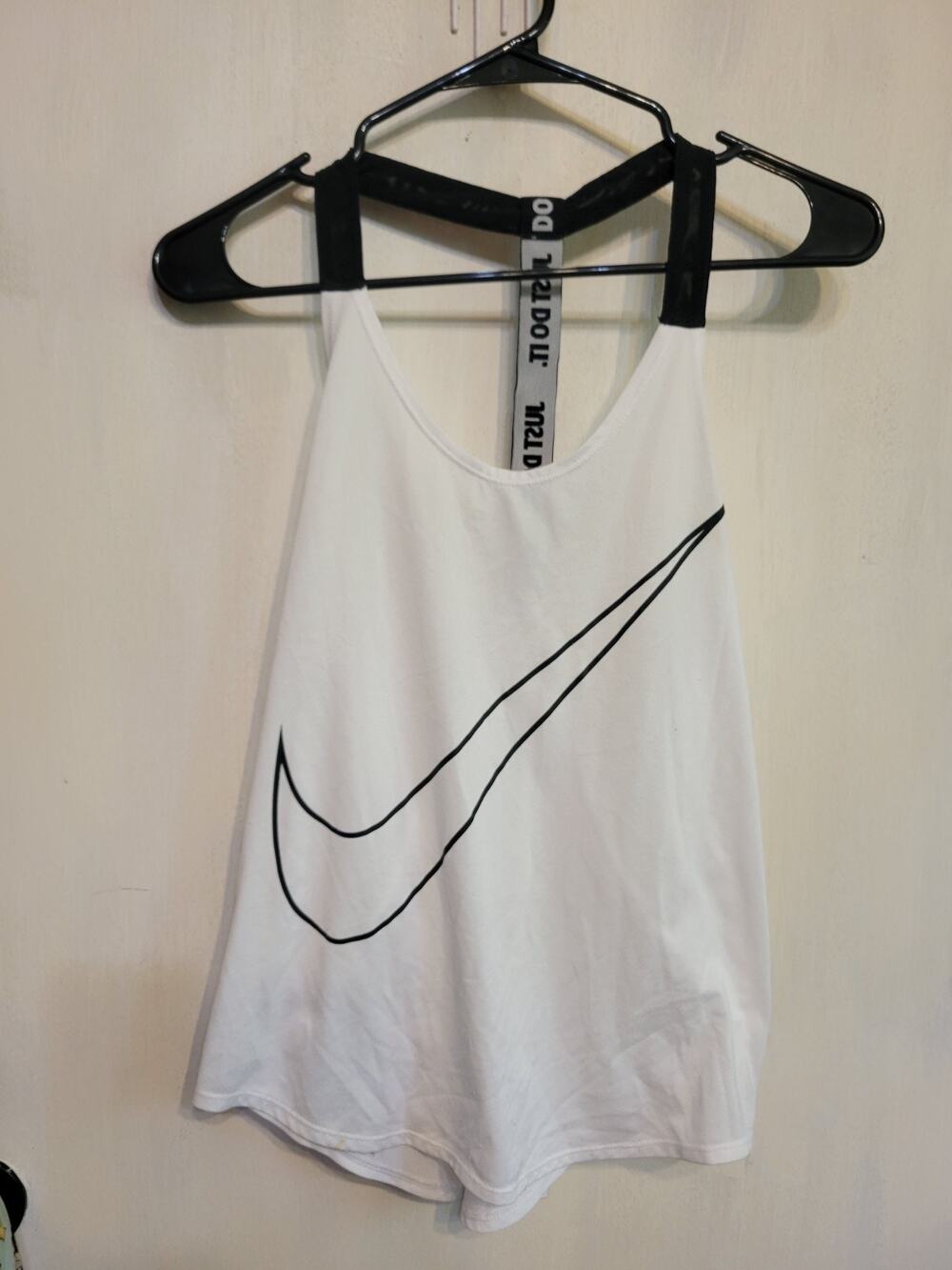 Nike Dri Fit White Performance Black Swoosh Tank Top Women's Size S